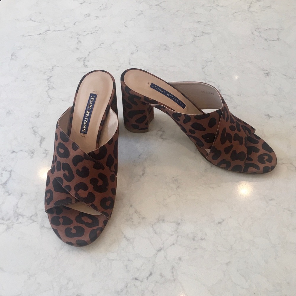 Stuart Weitzman Galene Open Toe Block Heel Mule